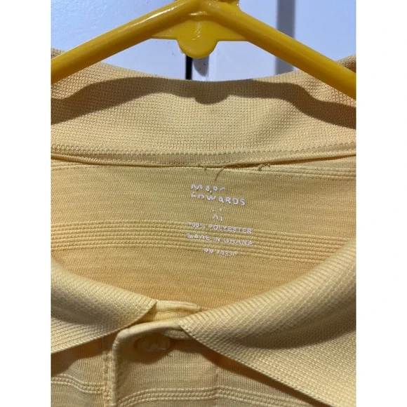 Marc Edwards Mens XL Yellow Textured Stripe Short Sleeve Polo Shirt - Picture 3 of 4